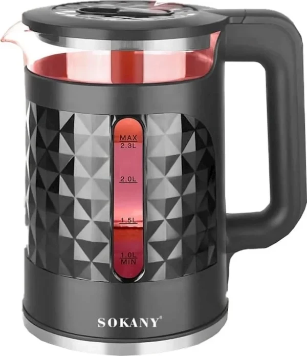Електричний чайник білий Sokany SK-1028 з підсвіткою, білий і чорний – фото 1