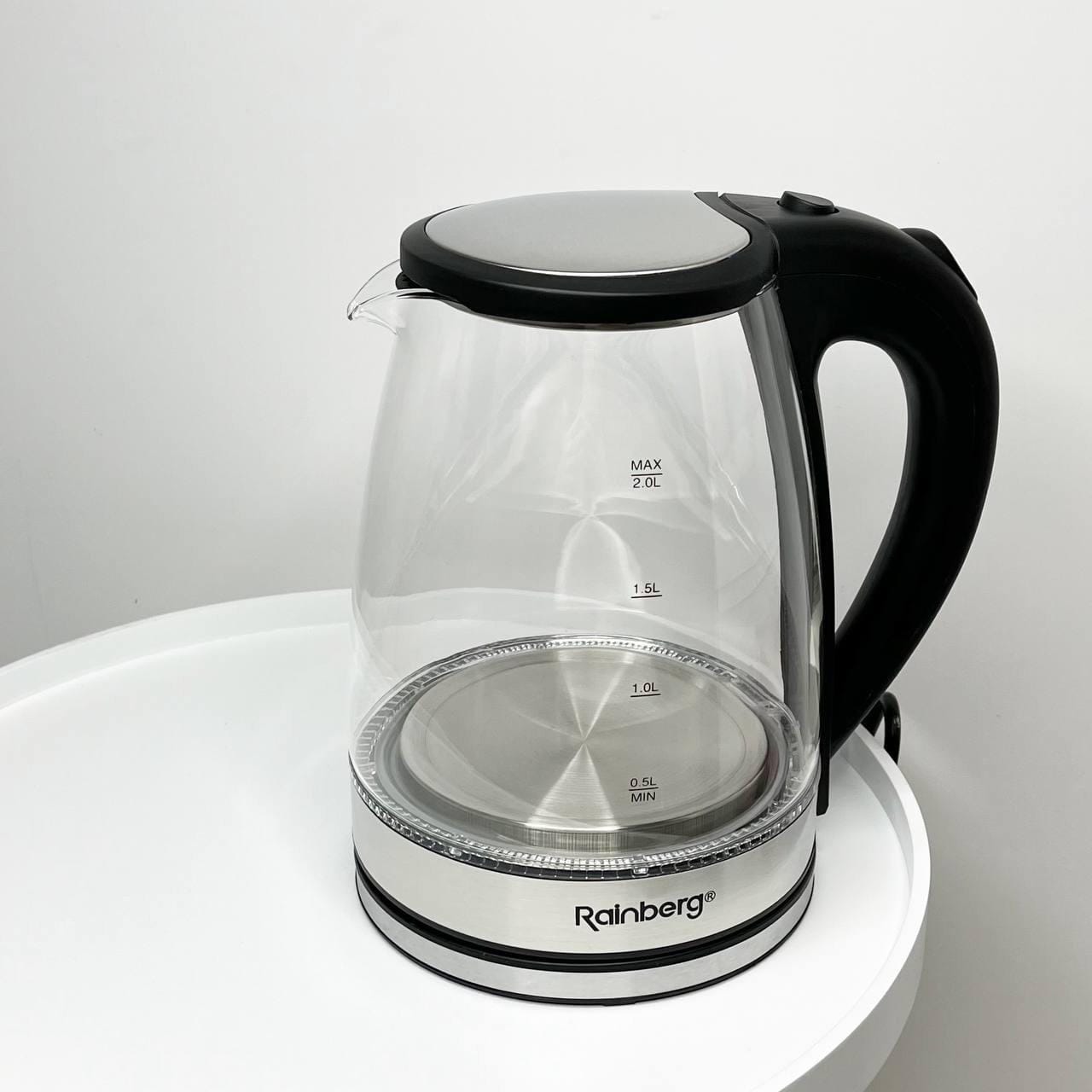 Електричний скляний чайник Rainberg RB-2250 з LED-підсвіткою 2200 Вт 1.8 л,