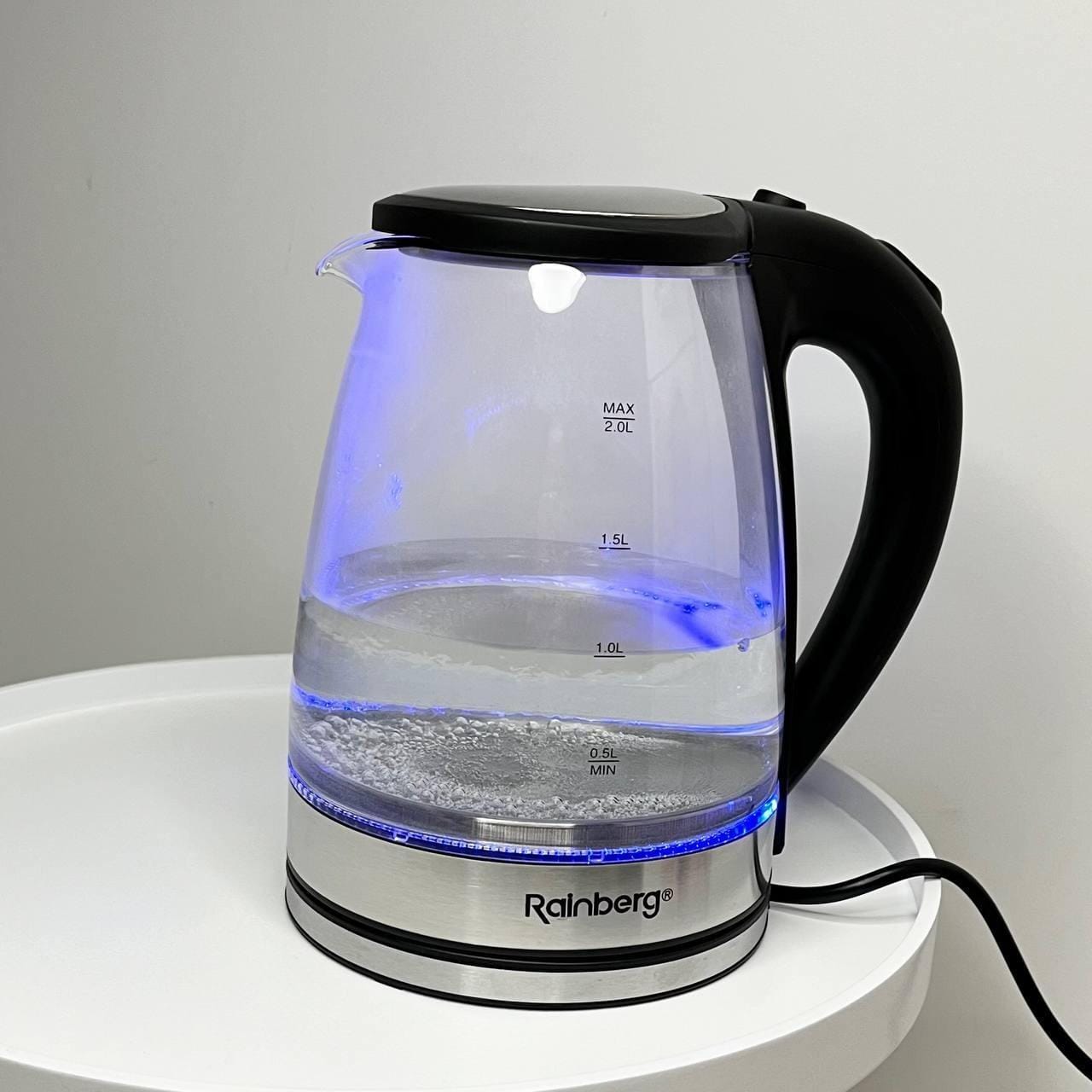 Електричний скляний чайник Rainberg RB-2250 з LED-підсвіткою 2200 Вт 1.8 л, – фото 6