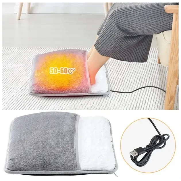 Портативна фланельова грілка для ніг з електричним підігрівом Foot warmer XL-997 Килимок з USB підігрівом – фото 4