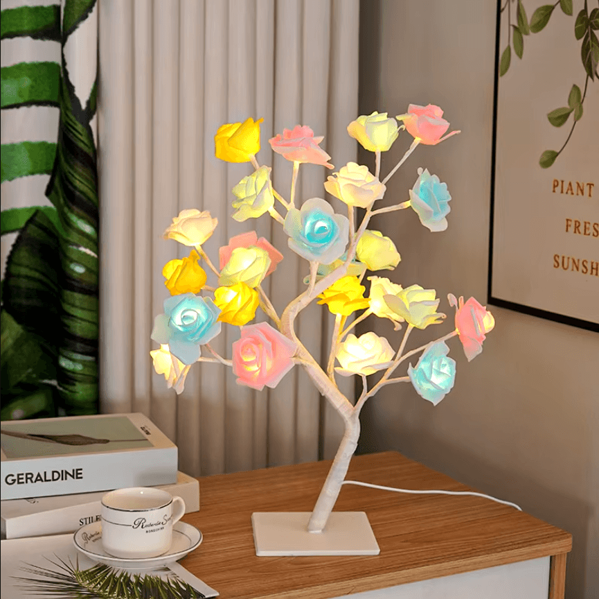 Лампа LED настільна "Дерево кольорова троянда" (NNG-03) (24 LED (тепле світло) 220V