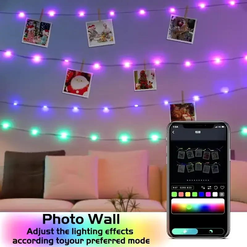 Програмована новорічна LED гірлянда Крапля роси з пультом і керуванням із телефона SFK-04 Bluetooth USB 10 м – фото 2