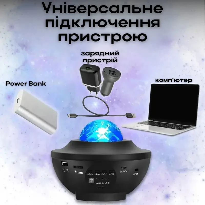 Проєктор зоряного неба Галактика з пультом і колонкою Bluetooth AND 991 Зірковий проєктор-нічник – фото 3