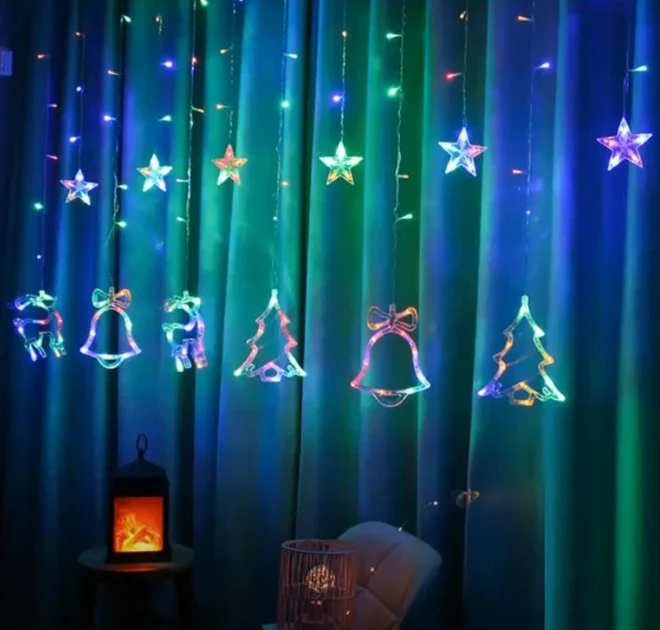 Гірлянда штора Мульти з формами дзвіночки 12 PCS light RGB – фото 5