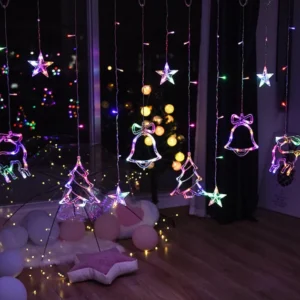 Гірлянда штора Мульти з формами дзвіночки 12 PCS light RGB