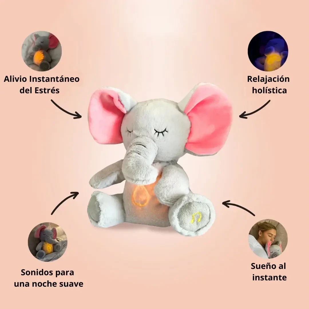 Інтерактивна м’яка іграшка-нічник повітропроникний слоник Elephant Сірий Заспокійлива плюшева іграшка Слоник – фото 2