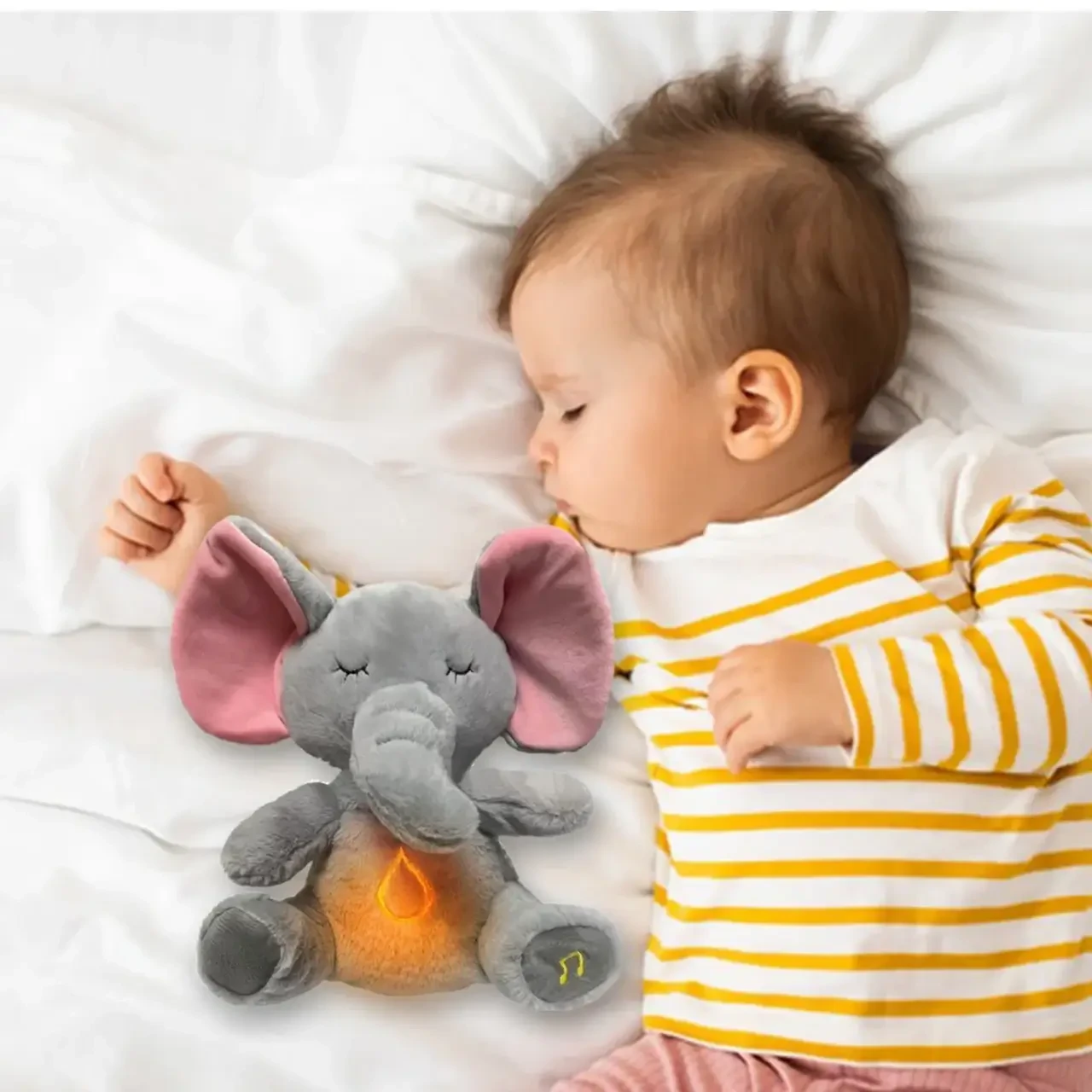 Інтерактивна м’яка іграшка-нічник повітропроникний слоник Elephant Сірий Заспокійлива плюшева іграшка Слоник – фото 3