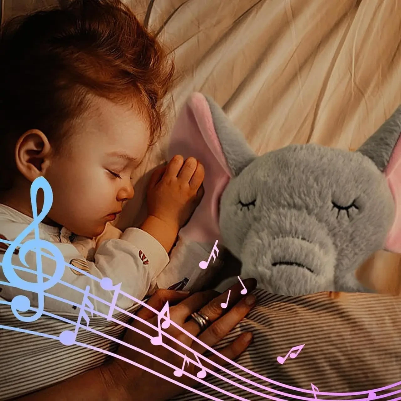 Інтерактивна м’яка іграшка-нічник повітропроникний слоник Elephant Сірий Заспокійлива плюшева іграшка Слоник – фото 7