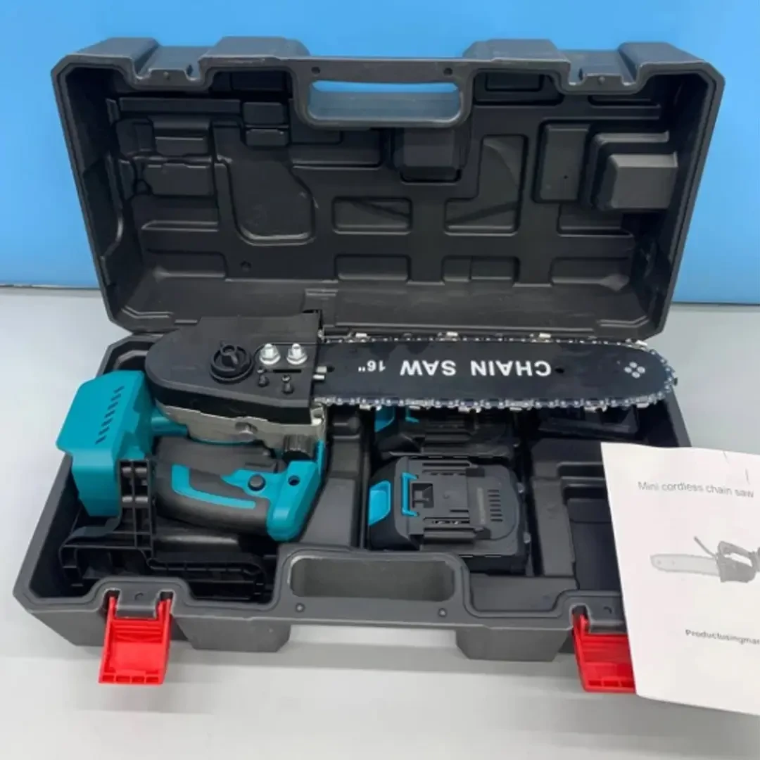 Ланцюгова акумуляторна пила 16″ з двома акумуляторами 21V Electric Синій Ланцюгова пила у валізі – фото 4