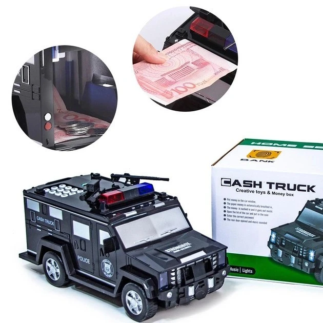 Електронна скарбничка-сейф Машина поліції Hummer CASH TRUCK 143 з кодовим замком – фото 5