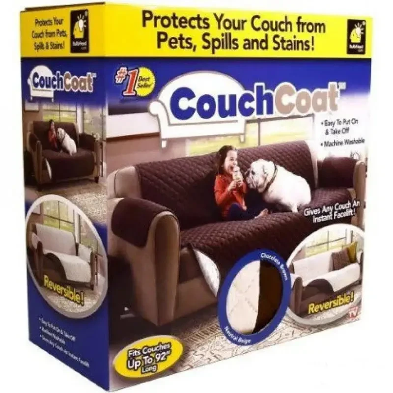 Двостороння накидка на диван Couch Coat коричневого кольору Чохол для меблів водонепроникний – фото 9