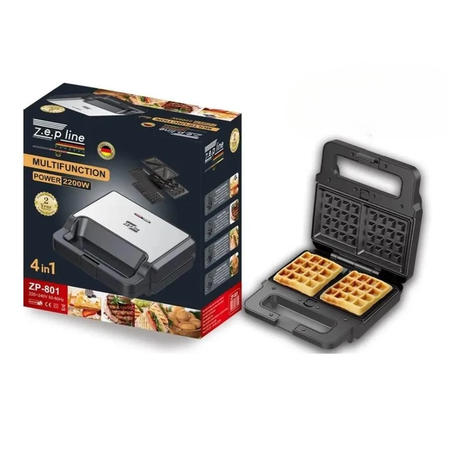 Вафельниця 4в1 Zepline 2200W ZP-801 Мультимейкер зі змінними панелями для сендвічів вафель гриль горішниця – фото 9