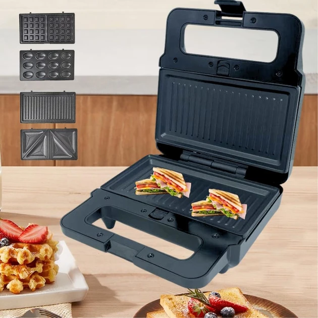 Вафельниця 4в1 Zepline 2200W ZP-801 Мультимейкер зі змінними панелями для сендвічів вафель гриль горішниця