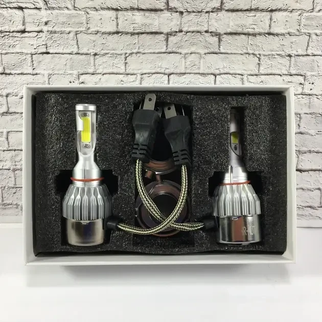Комплект автомобільних світлодіодних LED ламп з охолодженням С6 LED H4 LED-лампи для авто 3800 Лм – фото 4