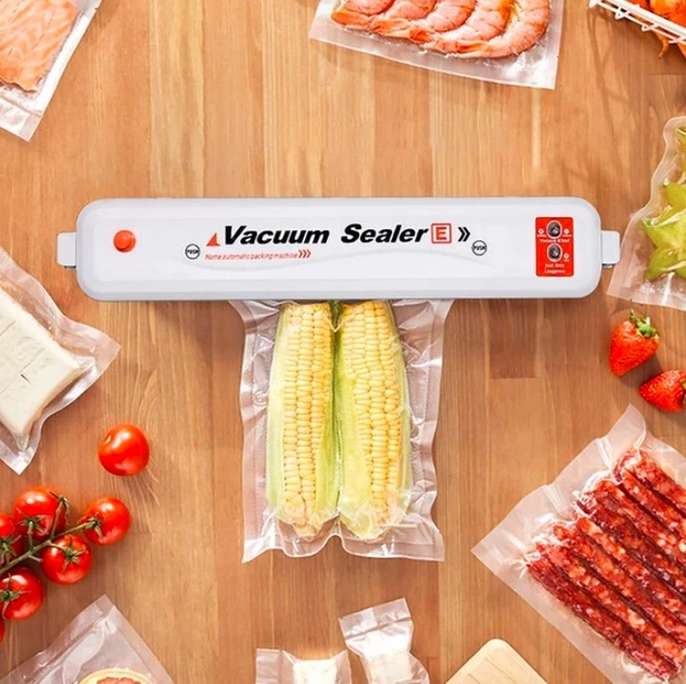 Вакуумний пакувальник продуктів Vacuum Sealer кухонний вакууматор для дому прилад для вакуумного пакування їжі,