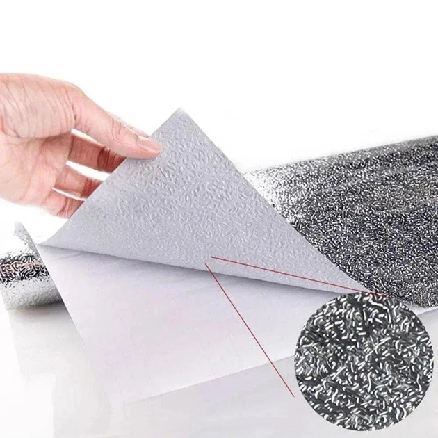 Кухонна оливостійка фольга самоклейна для кухні 60 см*6м/Алюмінієва плівка для кухонних поверхонь – фото 2