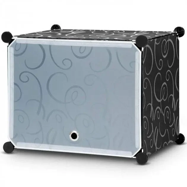 Пластикова складана шафа Storage Cube Cabinet 75х37х145 см Чорний збірний органайзер для одягу – фото 1