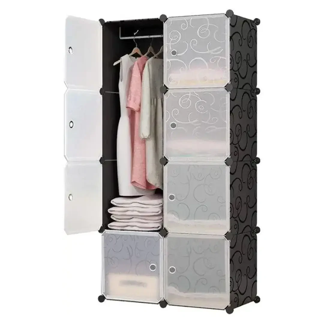 Пластикова складана шафа Storage Cube Cabinet 75х37х145 см Чорний збірний органайзер для одягу – фото 6