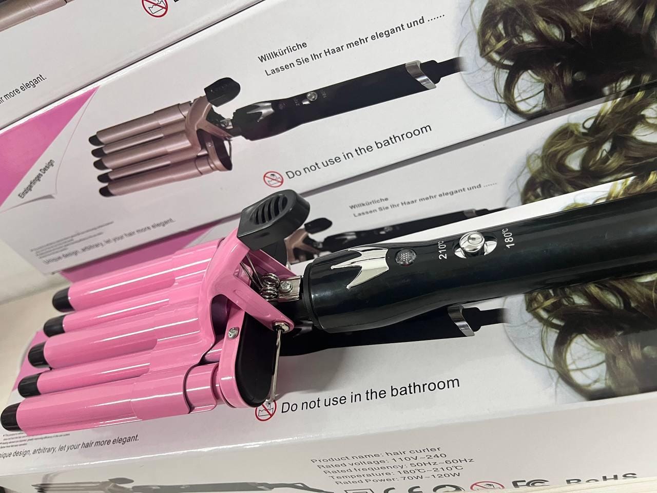 Плойка на п’ять хвиль Hair Curler з керамічним покриттям KR-8832 Рожевий – фото 4