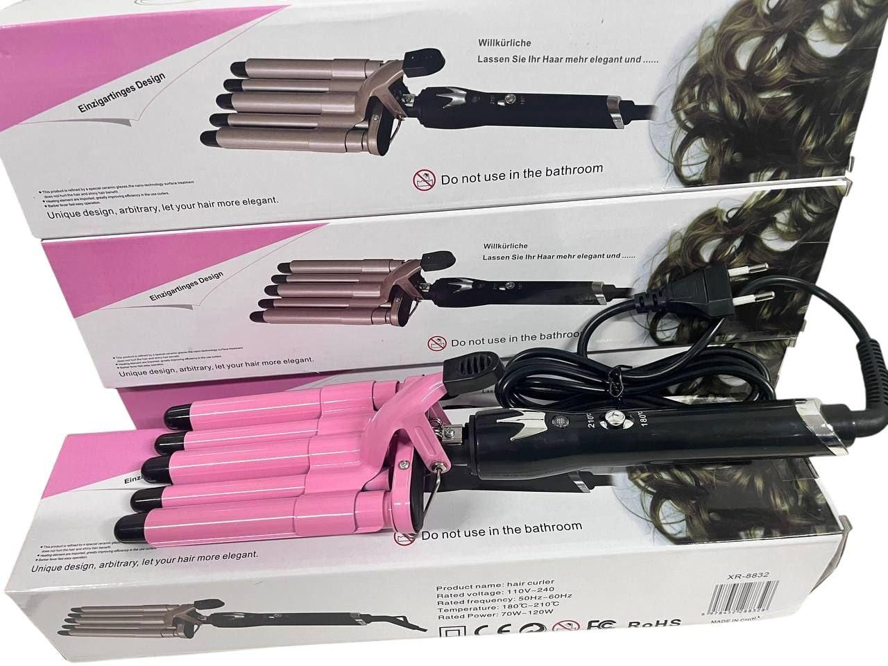Плойка на п’ять хвиль Hair Curler з керамічним покриттям KR-8832 Рожевий – фото 2
