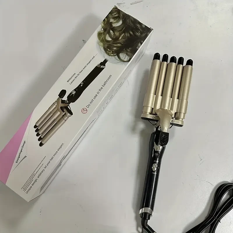 Щипці для Завивки Керамічні на 5 хвиль hair curler KR-8832 Золотистий – фото 4