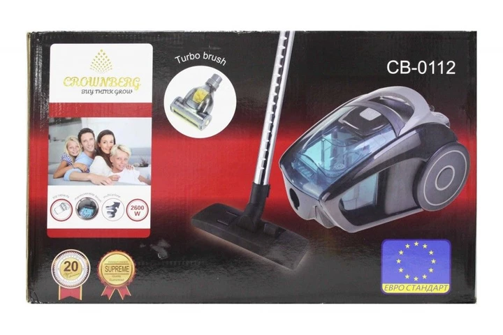 Пилосос з турбощіткою Crownberg CB 0112 потужністю 2600 Вт контейнерного типу – фото 8