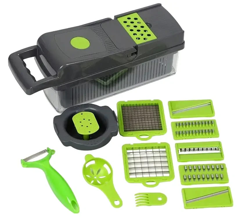 Багатофункціональна овочерізка зі змінними насадками 14в1 Vegetable Salad Cutter Терка для овочів із контейнером – фото 7