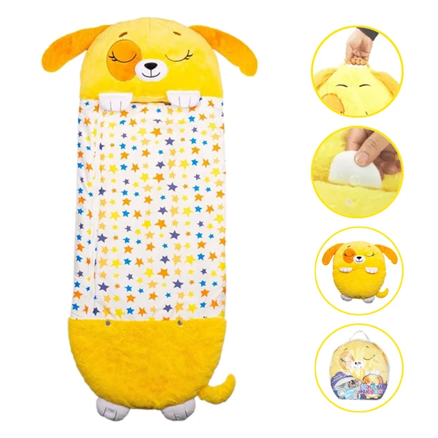 Дитячий спальний мішок на блискавці 3 в 1 вбудована подушка 130 см цуценя жовте Baby sleeping bag Size S – фото 2