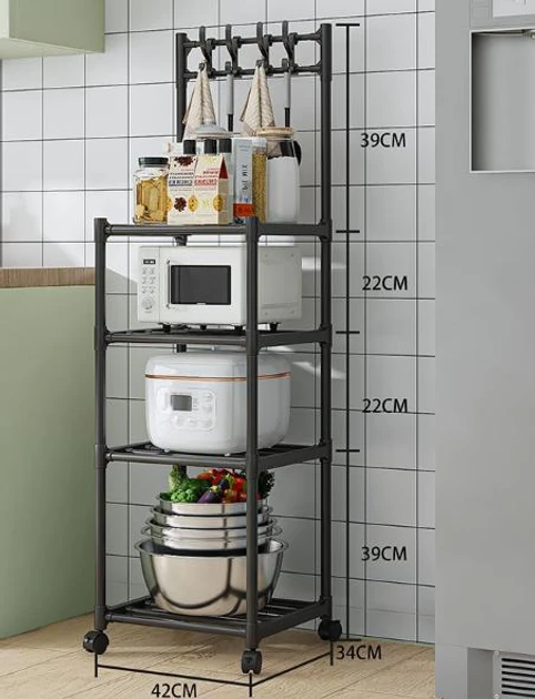 Підлогова полиця стелаж для кухні 130х42х34 см (кухонна етажерка) 4-рівнева – фото 2
