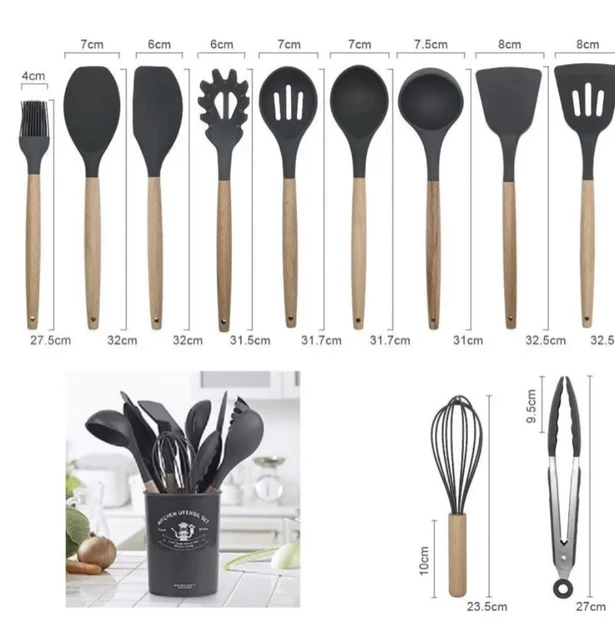 Силіконовий кухонний набір приладдя Kitchen stuff 12 предметів BLACK – фото 4