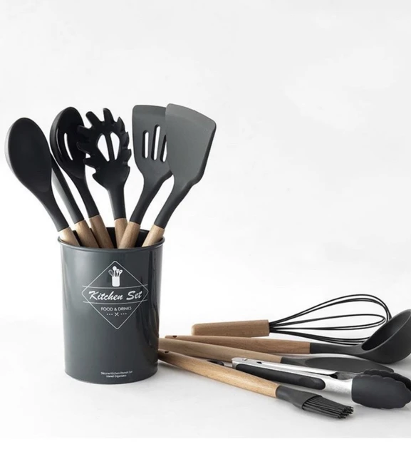 Силіконовий кухонний набір приладдя Kitchen stuff 12 предметів BLACK – фото 5