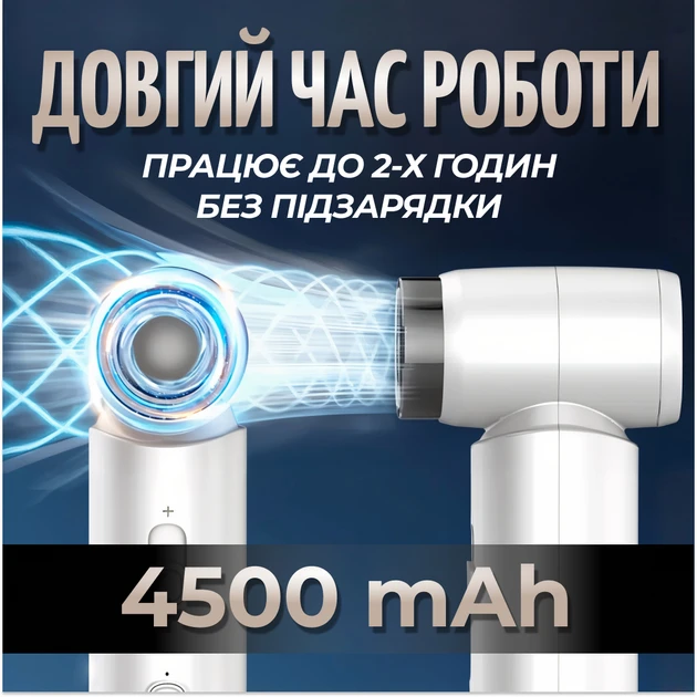 Бездротовий портативний смарт фен з акумулятором 4500 mAh 55 W із заряджанням від USB (Білий) – фото 3