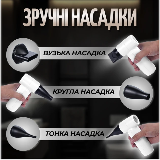 Бездротовий портативний смарт фен з акумулятором 4500 mAh 55 W із заряджанням від USB (Білий) – фото 4