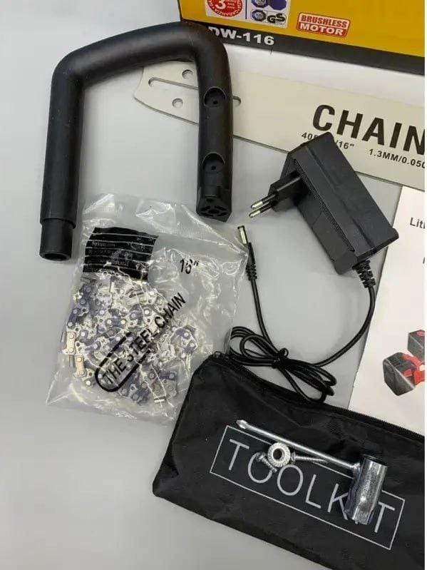 Акумуляторна ланцюгова пила Жовта 2 акумулятори 18 В, 16″ Electric SAW, Електропила на акумуляторі – фото 3