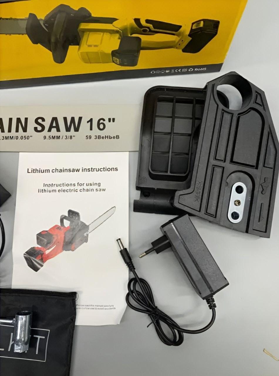 Акумуляторна ланцюгова пила Жовта 2 акумулятори 18 В, 16″ Electric SAW, Електропила на акумуляторі – фото 4