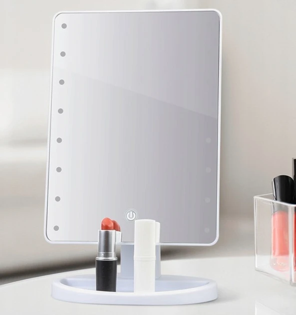 Настільне Дзеркало з підсвіткою Large 16LED Mirror для макіяжу Білий – фото 3