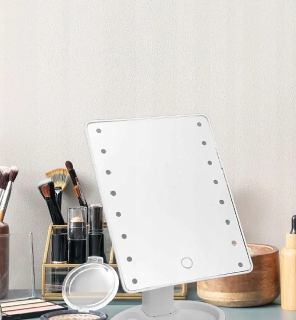 Настільне Дзеркало з підсвіткою Large 16LED Mirror для макіяжу Білий – фото 5