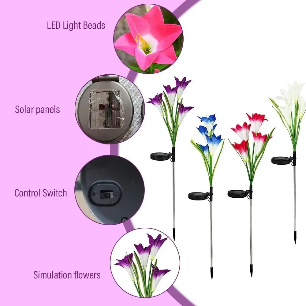 Садовий ліхтар у пакованні 1 шт. на сонячній батареї “Лілія” 74 см BS-037 – фото 3
