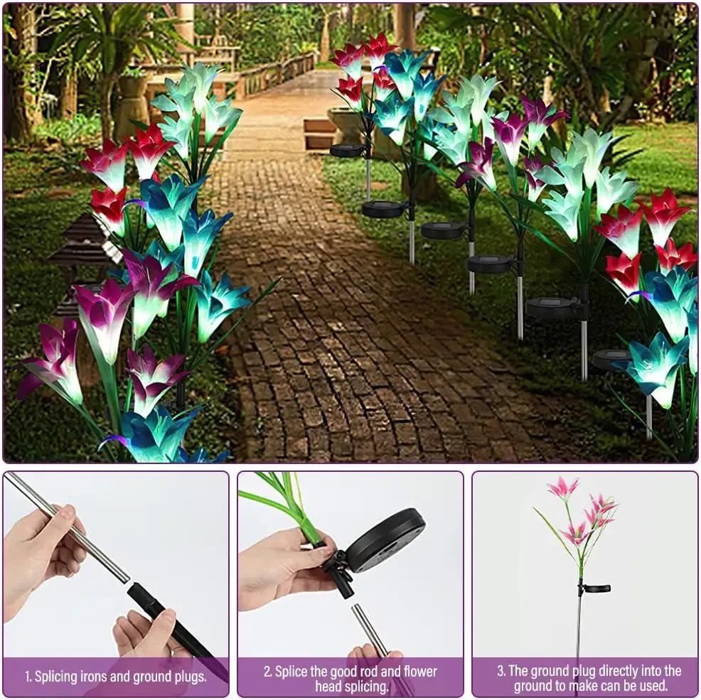 Садовий ліхтар у пакованні 1 шт. на сонячній батареї “Лілія” 74 см BS-037 – фото 4