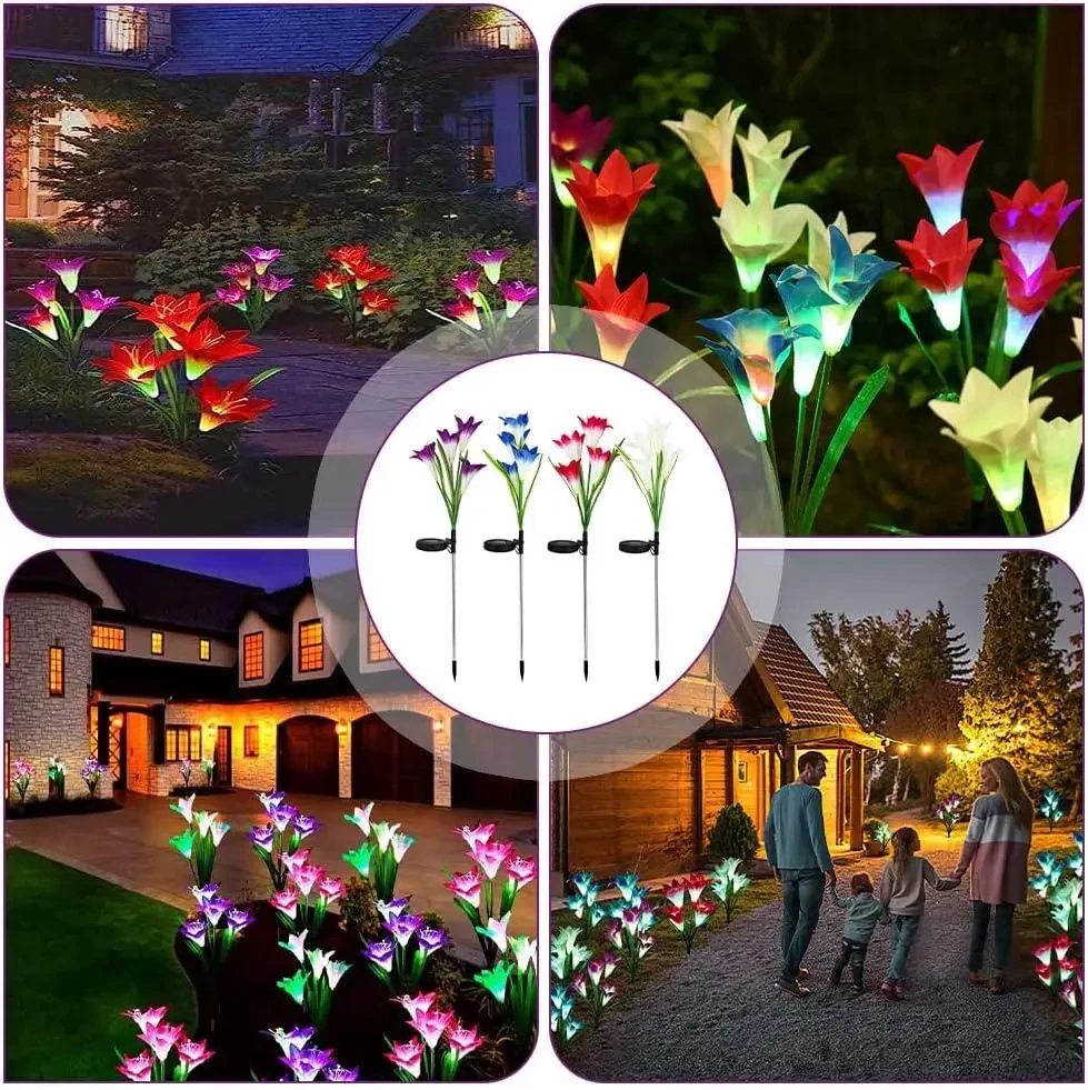 Садовий ліхтар у пакованні 1 шт. на сонячній батареї “Лілія” 74 см BS-037 – фото 2