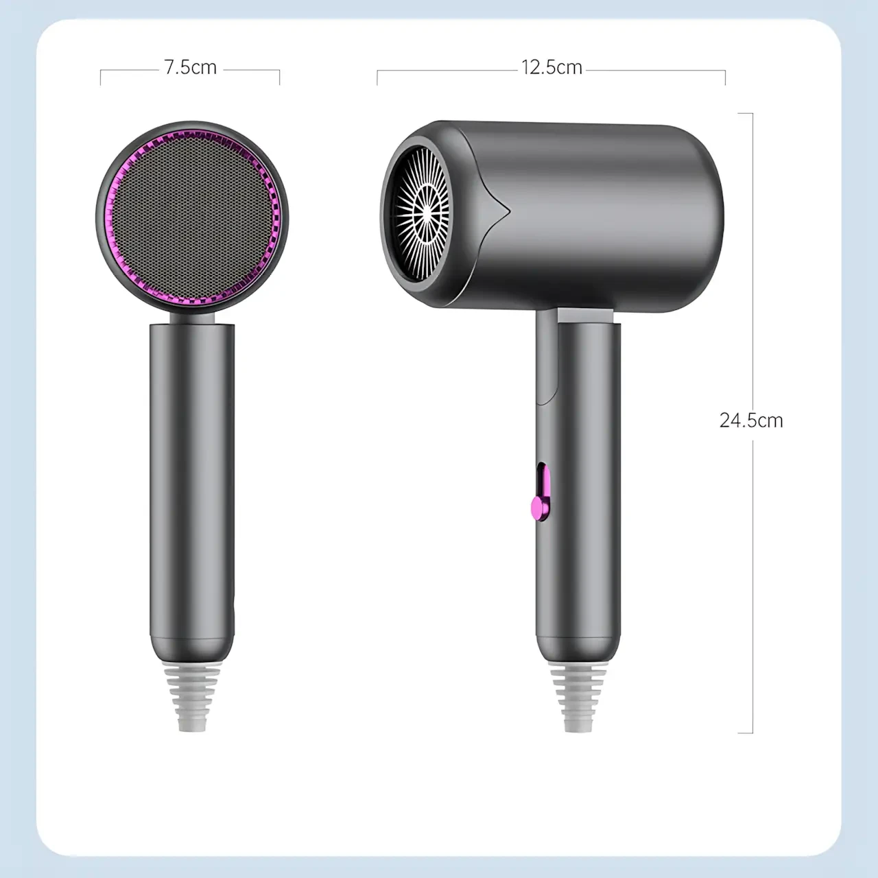 Фен для волосся складаний стайлер Air Blower LY-811, потужність 1800 Вт, 3 швидкості, іонізація, сірий – фото 9