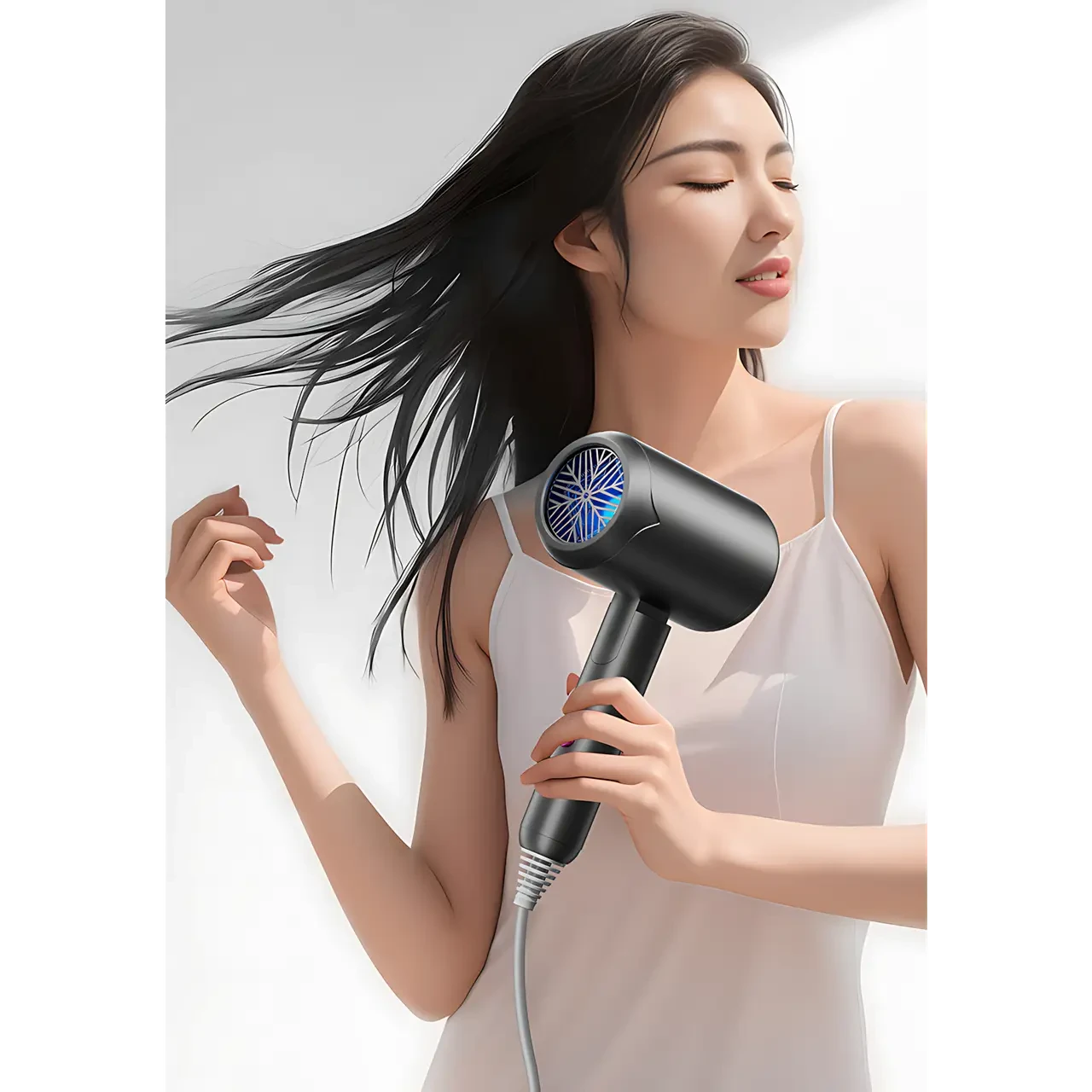 Фен для волосся складаний стайлер Air Blower LY-811, потужність 1800 Вт, 3 швидкості, іонізація, сірий – фото 7