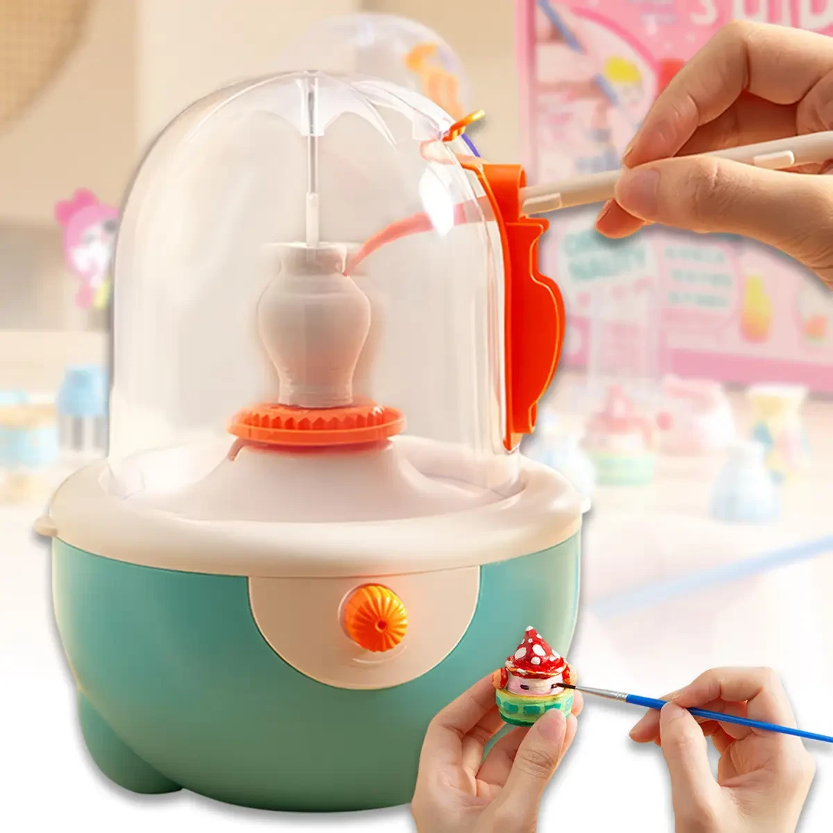 Набір для творчості Перегоновий круг з інструментами, глиною та фарбами TNWX-4710C USB