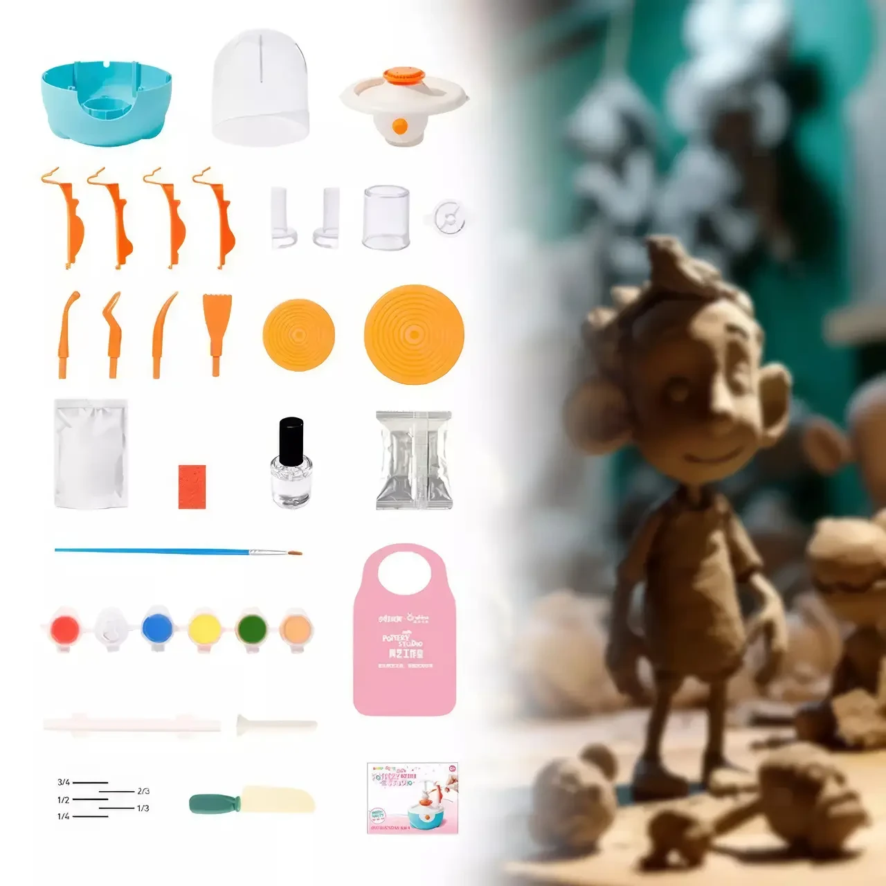 Набір для творчості Перегоновий круг з інструментами, глиною та фарбами TNWX-4710C USB – фото 9