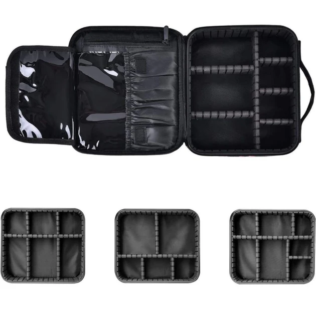 Косметичка органайзер зі знімними перегородками дорожній портативний б’юті кейс із ручкою MA-454 – фото 8