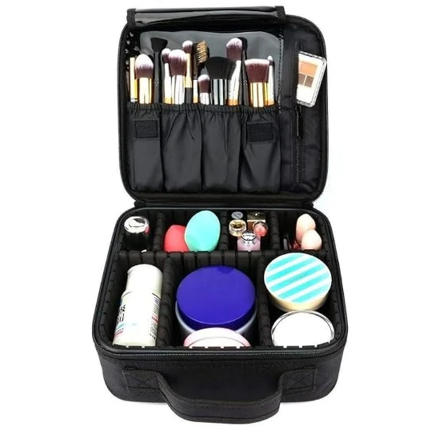 Косметичка органайзер зі знімними перегородками дорожній портативний б’юті кейс із ручкою MA-454 – фото 5