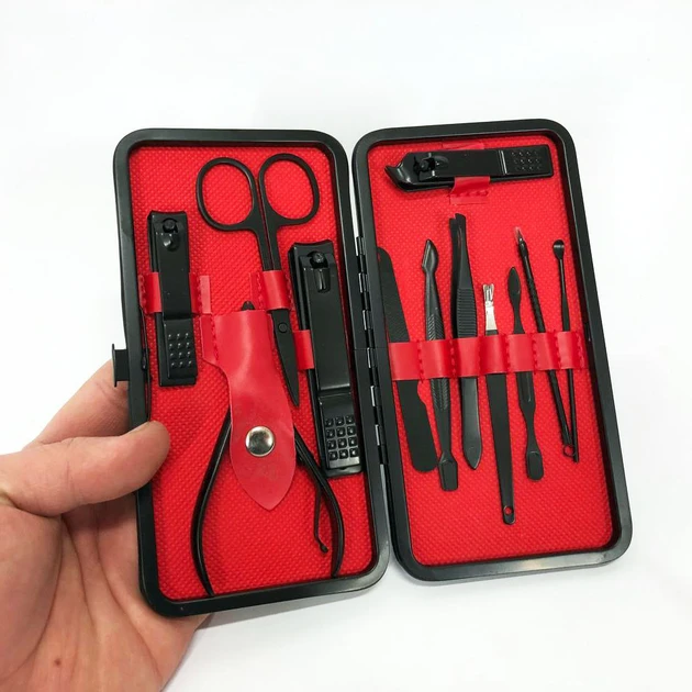 Манікюрний набір з 12 предметів у чохлі Червоний Набір інструментів для манікюру та педикюру – фото 5