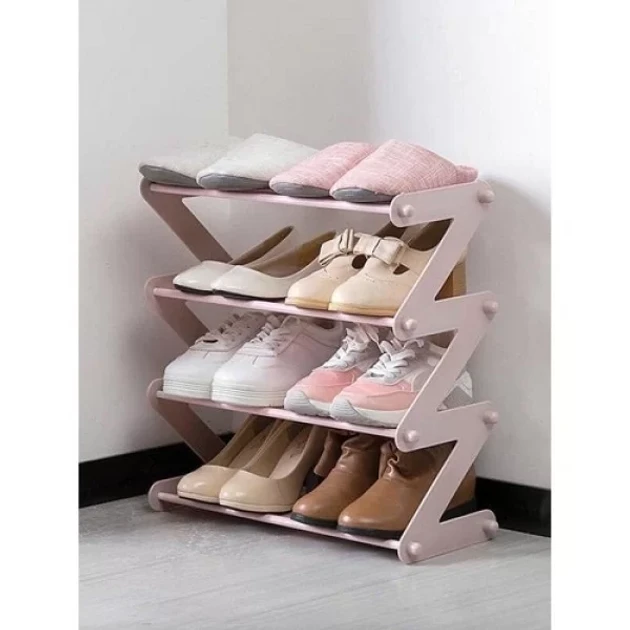 Полиця-стійка-органайзер для взуття на 4 полиці Shoe Rack Amazin рожева – фото 3
