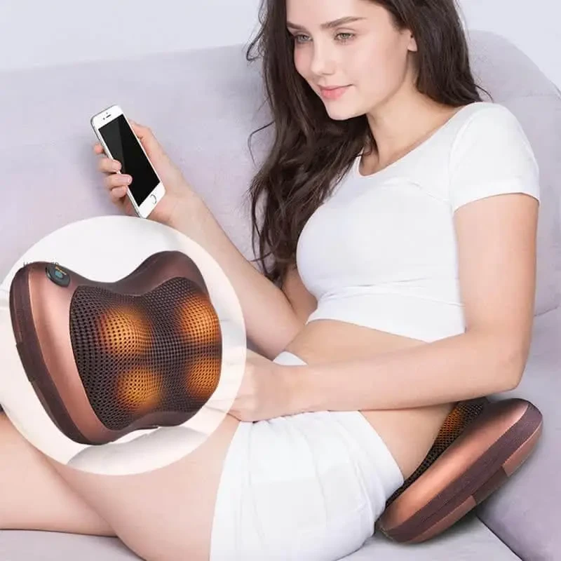 Роликова масажна подушка для спини та шиї Massage pillow | масажна подушка | масажер із підігрівом – фото 6