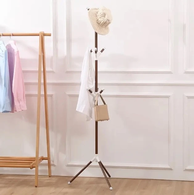 Вішалка стійка підлогова для одягу Coat Rack, металева на 9 гачків у три яруси розбірна на тринозі – фото 2